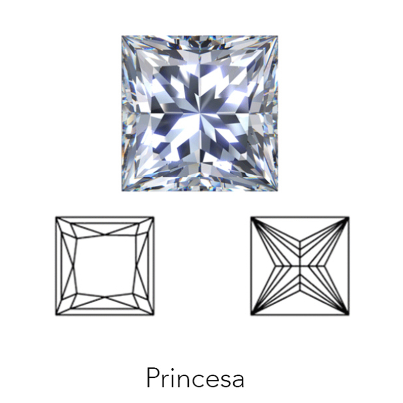 princess cut display of LONITÉ cremation diamonds from cremated ashes and cremains